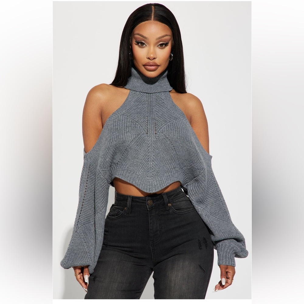 Knitted Sweater - Gray - brand new